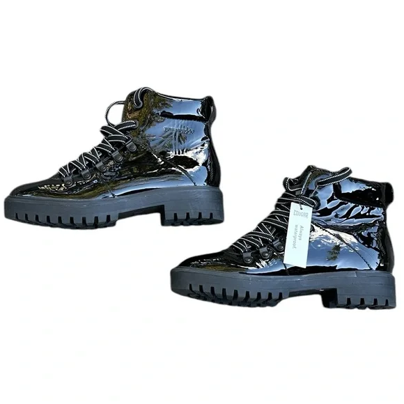Cougar boots Black Nelson Nash Waterproof patent Leather Hikng Boots size 7 - Picture 2 of 7